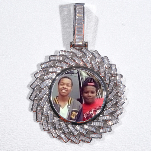 Large 3D Baguette Custom Picture Pendant