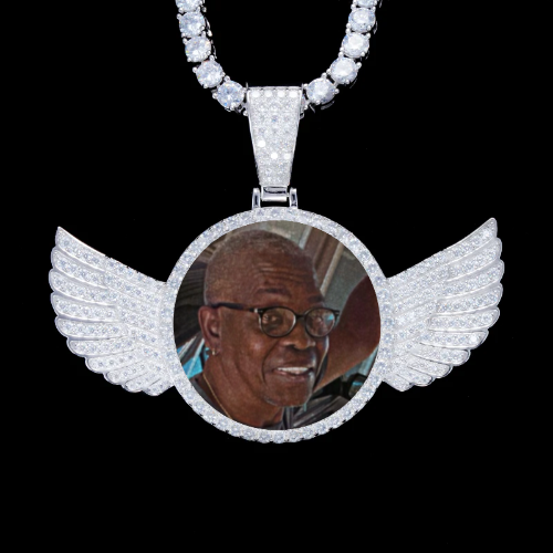 925S & VVS Moissanite 3D Wing Custom Picture Pendant