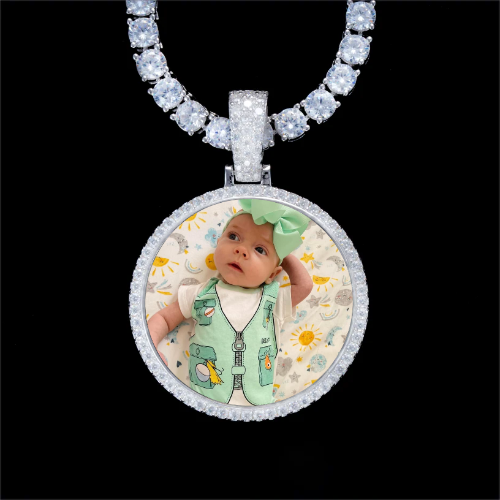 925S & VVS Moissanite 3D Circle Custom Picture Pendant