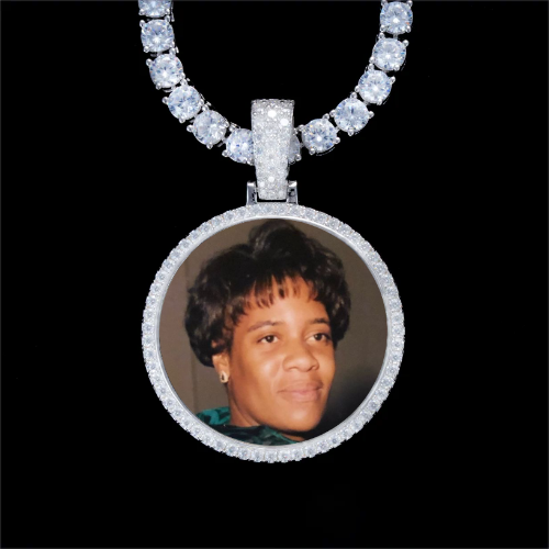 925S & VVS Moissanite 3D Circle Custom Picture Pendant