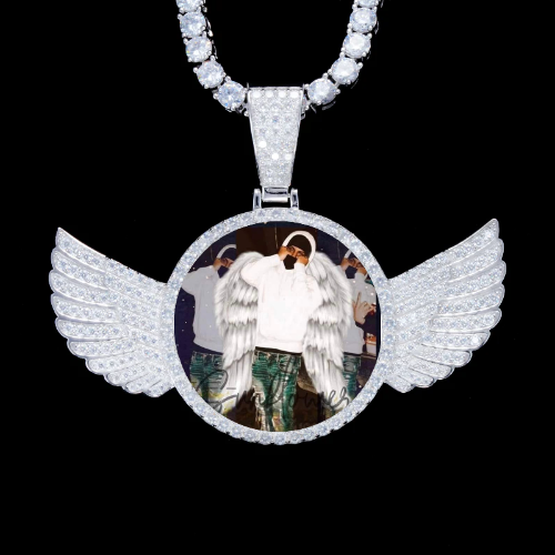 925S & VVS Moissanite 3D Wing Custom Picture Pendant