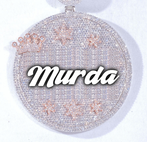 CUSTOM LETTER NECKLACE 3D BIG CROWN DISC