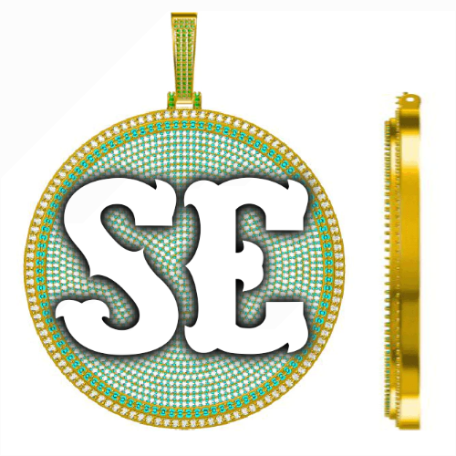 CUSTOM LETTER NECKLACE 3D BIG DISC