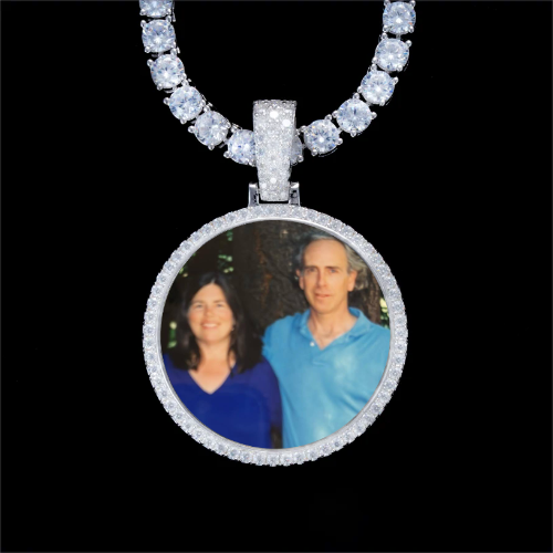 925S & VVS Moissanite 3D Circle Custom Picture Pendant