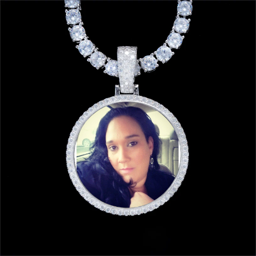 925S & VVS Moissanite 3D Circle Custom Picture Pendant
