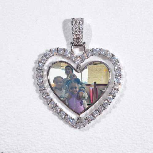 3D Spinning 2-Faced Heart Custom Picture Pendant