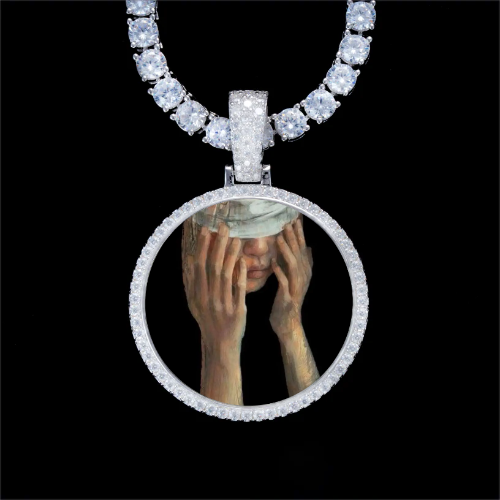 925S & VVS Moissanite 3D Circle Custom Picture Pendant