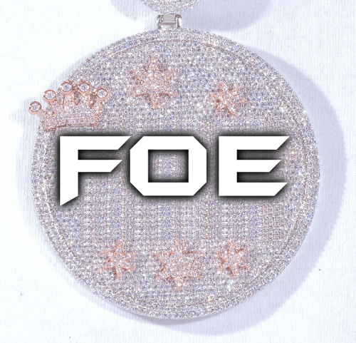 CUSTOM LETTER NECKLACE 3D BIG CROWN DISC