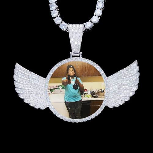 925S & VVS Moissanite 3D Wing Custom Picture Pendant