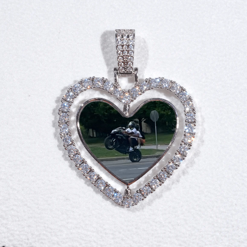 3D Spinning 2-Faced Heart Custom Picture Pendant