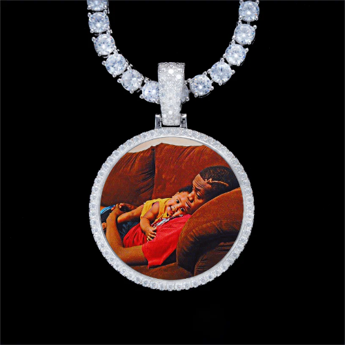 925S & VVS Moissanite 3D Circle Custom Picture Pendant
