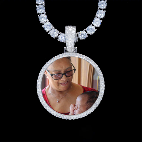 925S & VVS Moissanite 3D Circle Custom Picture Pendant