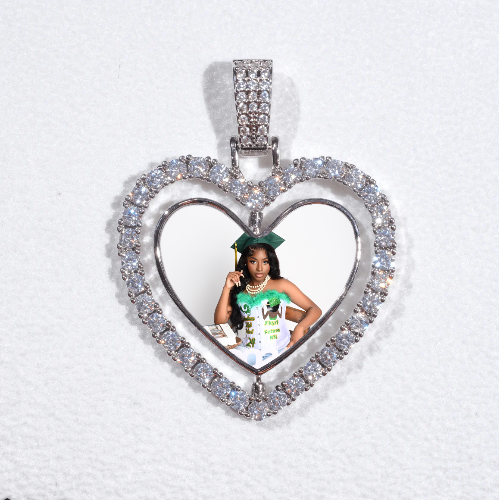 3D Spinning 2-Faced Heart Custom Picture Pendant