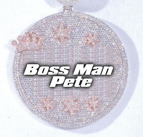 CUSTOM LETTER NECKLACE 3D BIG CROWN DISC