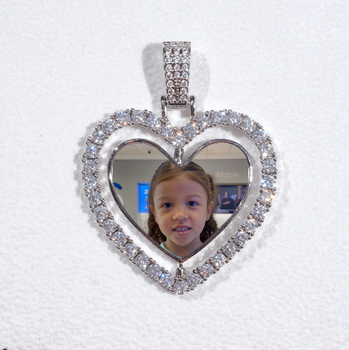 3D Spinning 2-Faced Heart Custom Picture Pendant