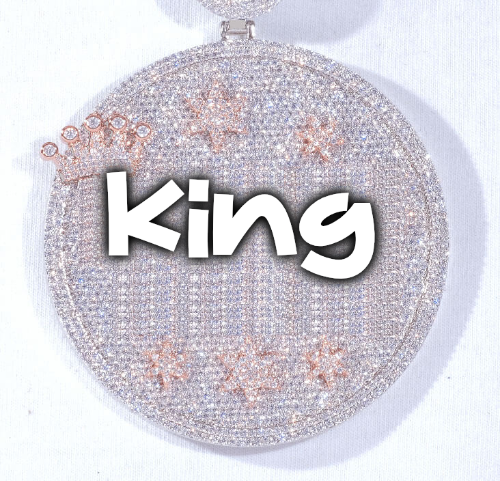 CUSTOM LETTER NECKLACE 3D BIG CROWN DISC