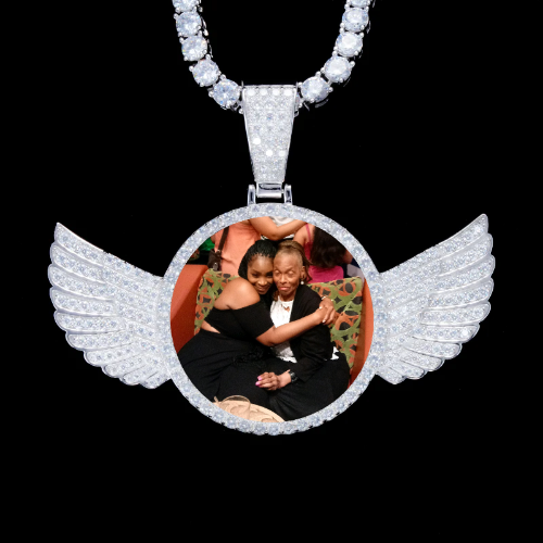 925S & VVS Moissanite 3D Wing Custom Picture Pendant