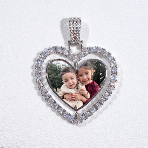 3D Spinning 2-Faced Heart Custom Picture Pendant
