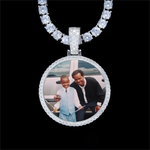 925S & VVS Moissanite 3D Circle Custom Picture Pendant