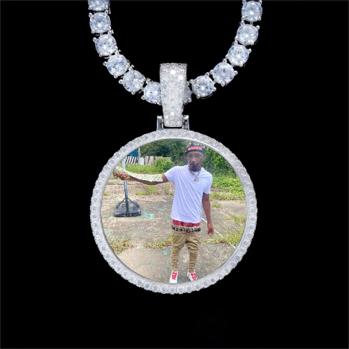 925S & VVS Moissanite 3D Circle Custom Picture Pendant