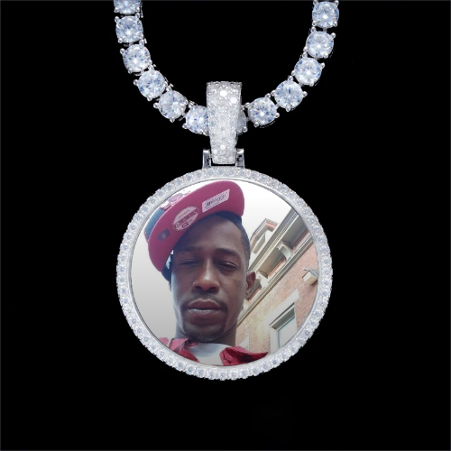 925S & VVS Moissanite 3D Circle Custom Picture Pendant