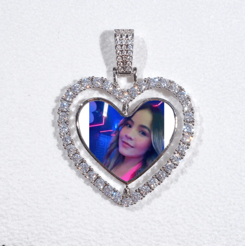 3D Spinning 2-Faced Heart Custom Picture Pendant