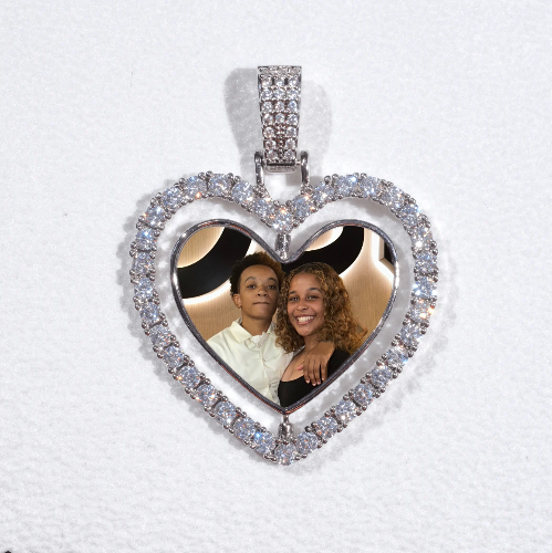 3D Spinning 2-Faced Heart Custom Picture Pendant