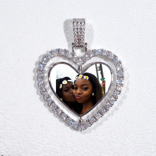 3D Spinning 2-Faced Heart Custom Picture Pendant