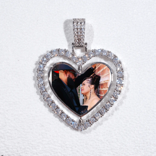 3D Spinning 2-Faced Heart Custom Picture Pendant