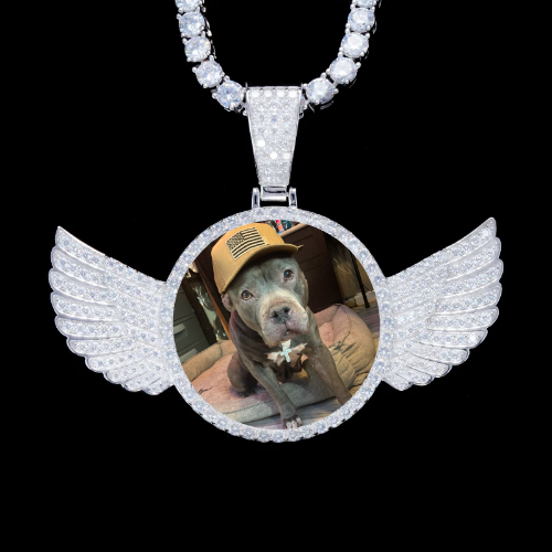 925S & VVS Moissanite 3D Wing Custom Picture Pendant