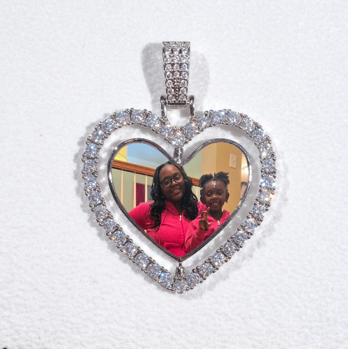 3D Spinning 2-Faced Heart Custom Picture Pendant