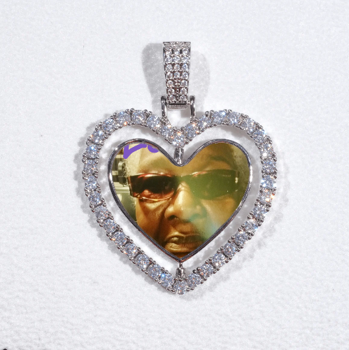 3D Spinning 2-Faced Heart Custom Picture Pendant