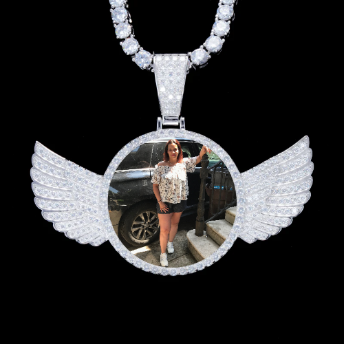 925S & VVS Moissanite 3D Wing Custom Picture Pendant