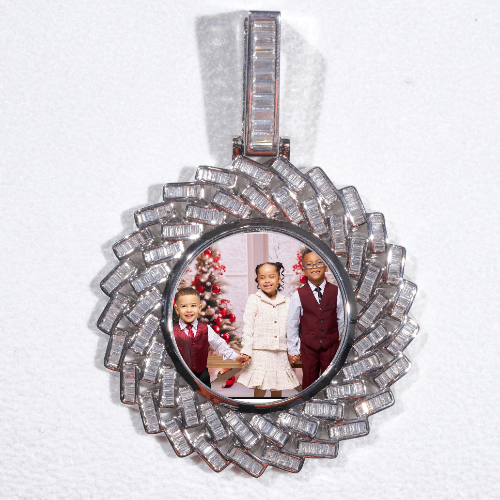 Large 3D Baguette Custom Picture Pendant
