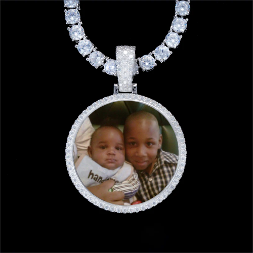 925S & VVS Moissanite 3D Circle Custom Picture Pendant