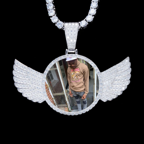 925S & VVS Moissanite 3D Wing Custom Picture Pendant