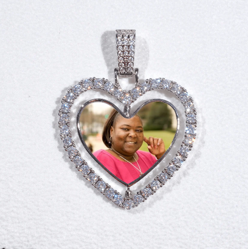 3D Spinning 2-Faced Heart Custom Picture Pendant