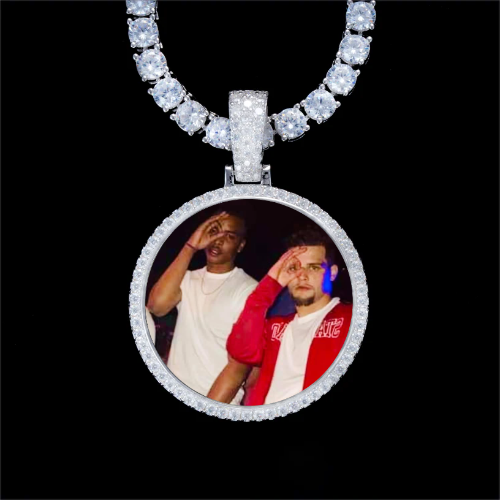 925S & VVS Moissanite 3D Circle Custom Picture Pendant