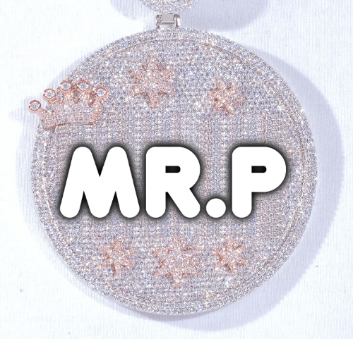 CUSTOM LETTER NECKLACE 3D BIG CROWN DISC