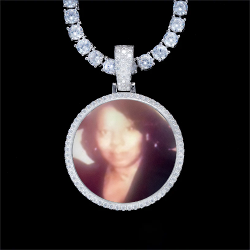 925S & VVS Moissanite 3D Circle Custom Picture Pendant