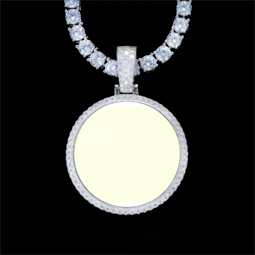 925S & VVS Moissanite 3D Circle Custom Picture Pendant