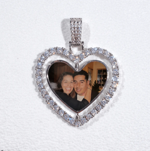 3D Spinning 2-Faced Heart Custom Picture Pendant