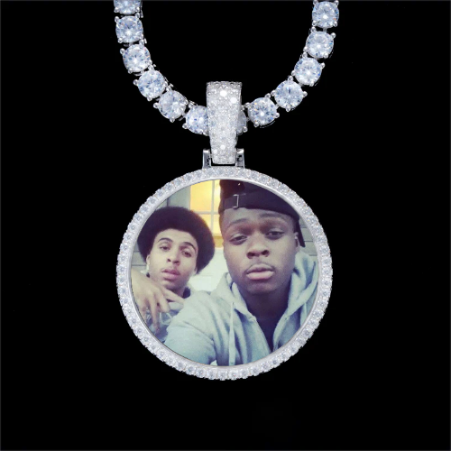 925S & VVS Moissanite 3D Circle Custom Picture Pendant