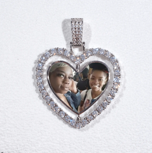 3D Spinning 2-Faced Heart Custom Picture Pendant