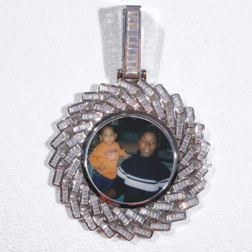 Large 3D Baguette Custom Picture Pendant