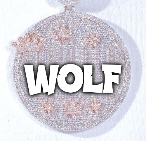 CUSTOM LETTER NECKLACE 3D BIG CROWN DISC