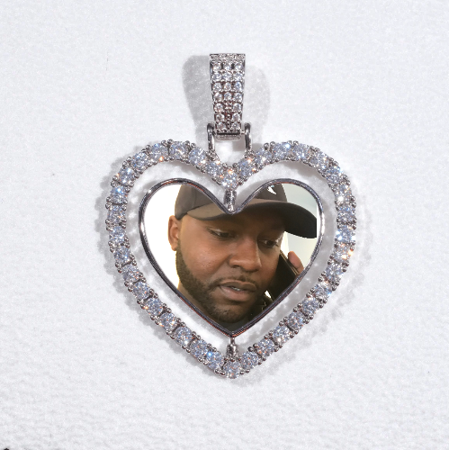 3D Spinning 2-Faced Heart Custom Picture Pendant