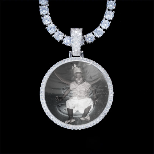925S & VVS Moissanite 3D Circle Custom Picture Pendant