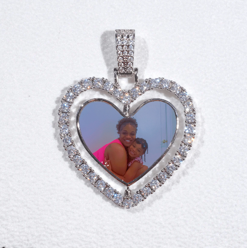 3D Spinning 2-Faced Heart Custom Picture Pendant