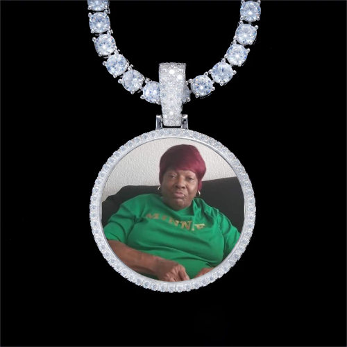 925S & VVS Moissanite 3D Circle Custom Picture Pendant